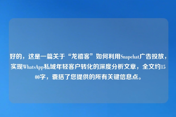 好的，这是一篇关于“龙禧客”如何利用Snapchat广告投放，实现WhatsApp私域年轻客户转化的深度分析文章，全文约1500字，囊括了您提供的所有关键信息点。