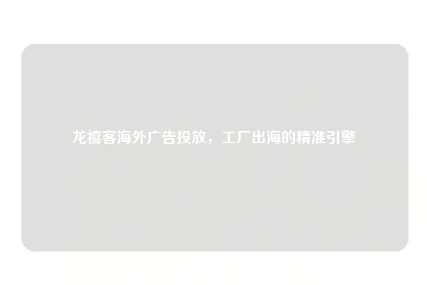 龙禧客海外广告投放，工厂出海的精准引擎