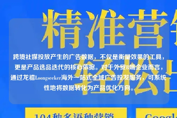 跨境社媒投放产生的广告数据，不仅是衡量效果的工具，更是产品选品迭代的核心依据。对于外贸B端企业而言，通过龙禧Loongseeker海外一站式全域广告投发服务，可系统性地将数据转化为产品优化方向。