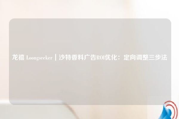 龙禧 Loongseeker｜沙特香料广告ROI优化：定向调整三步法